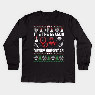 It's The Season | Ugly Christmas Gifts for Nurses Kids Long Sleeve T-Shirt